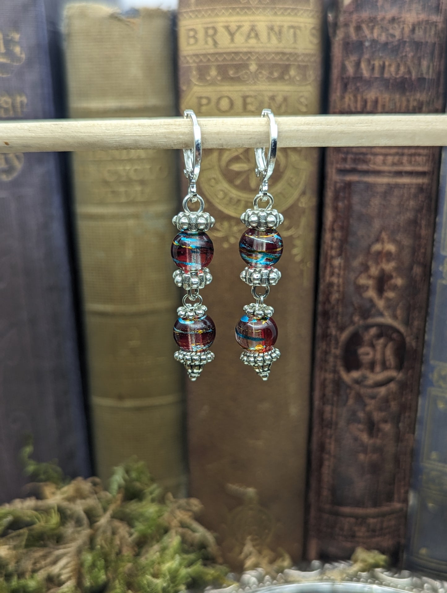 Blown Glass Red, blue and gold | Earrings