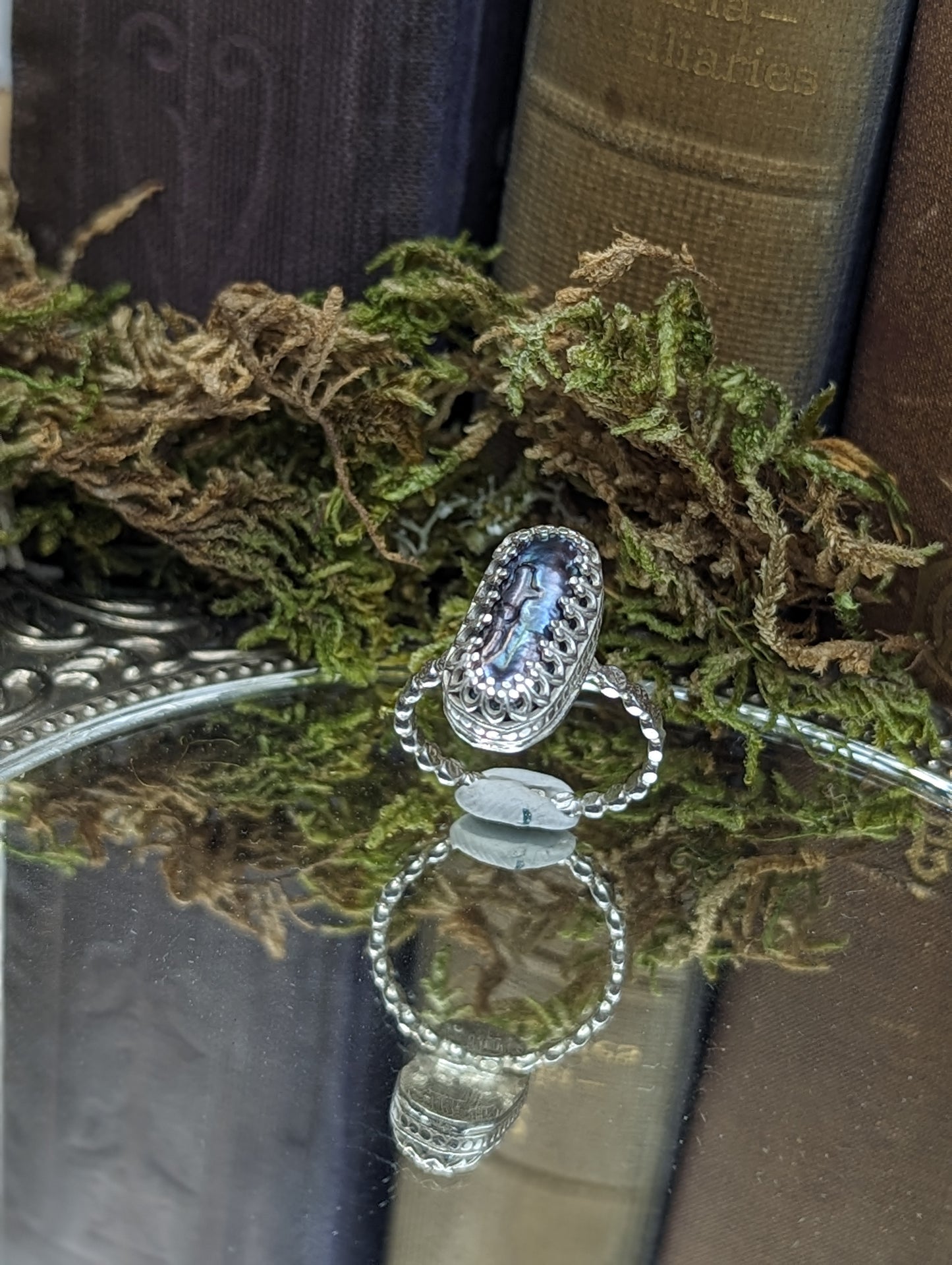 Black Pearl ~ Size: 7.5 ✦ Stacker Ring