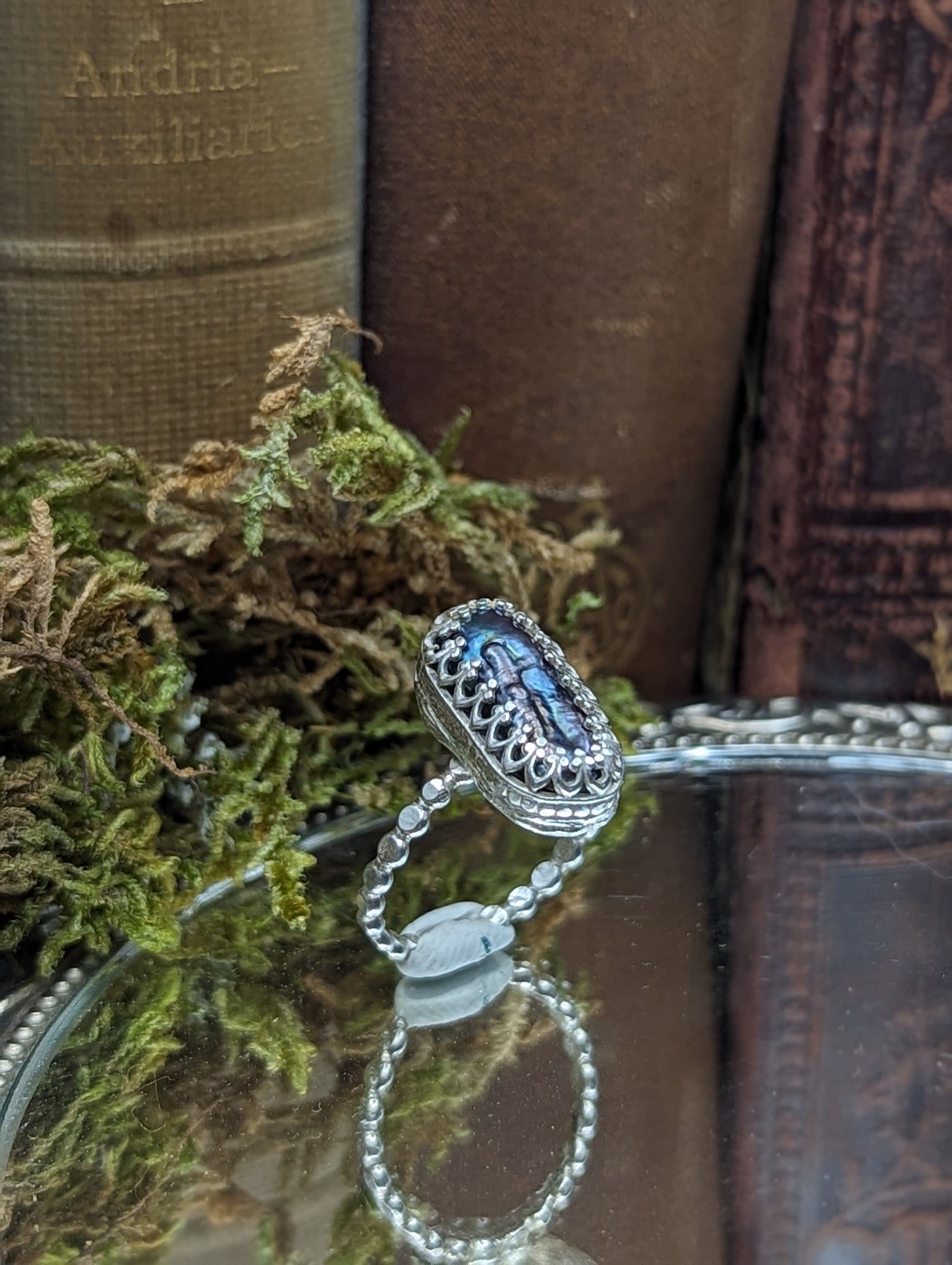 Black Pearl ~ Size: 7.5 ✦ Stacker Ring