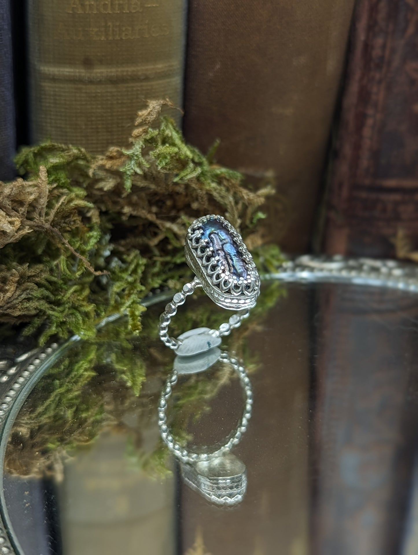 Black Pearl ~ Size: 7.5 ✦ Stacker Ring
