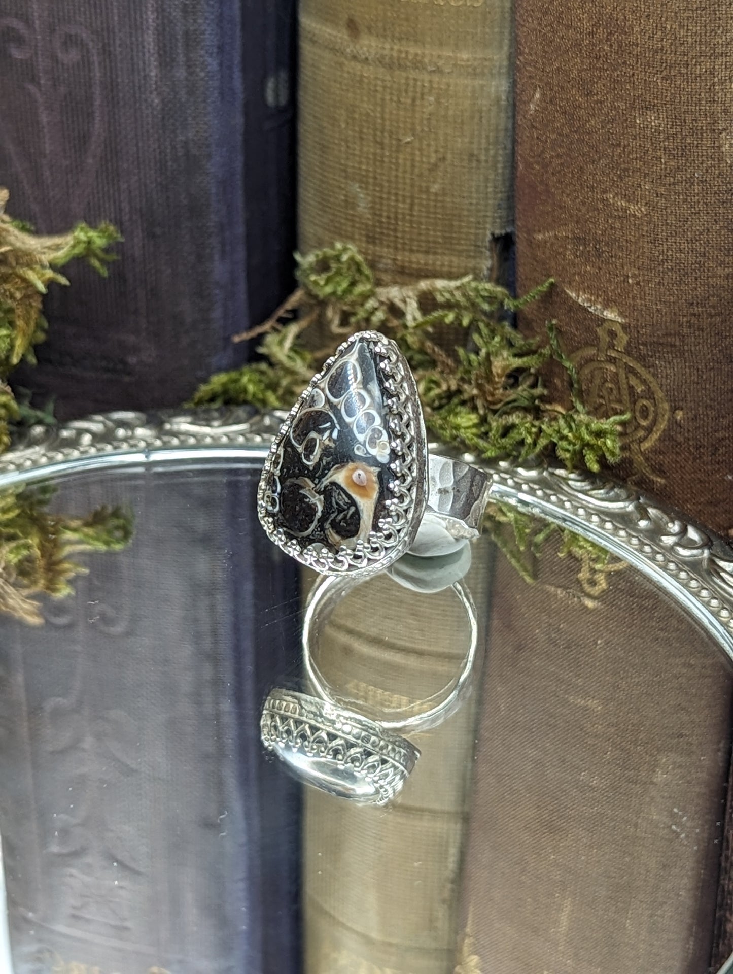 Turritella Agate - Size: 7.5 ✦ Ring