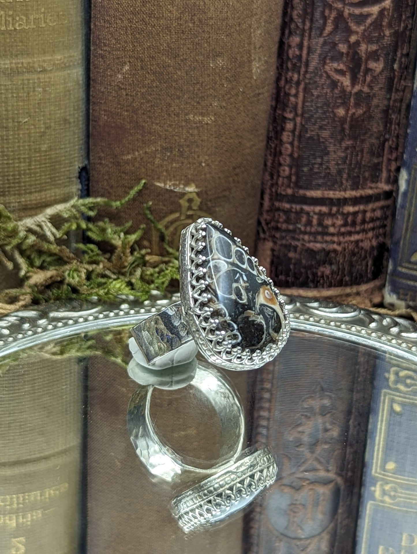 Turritella Agate - Size: 7.5 ✦ Ring