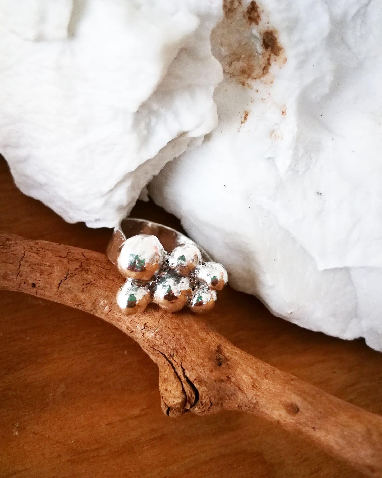 SeaFoam Bubbles Hammered Ring