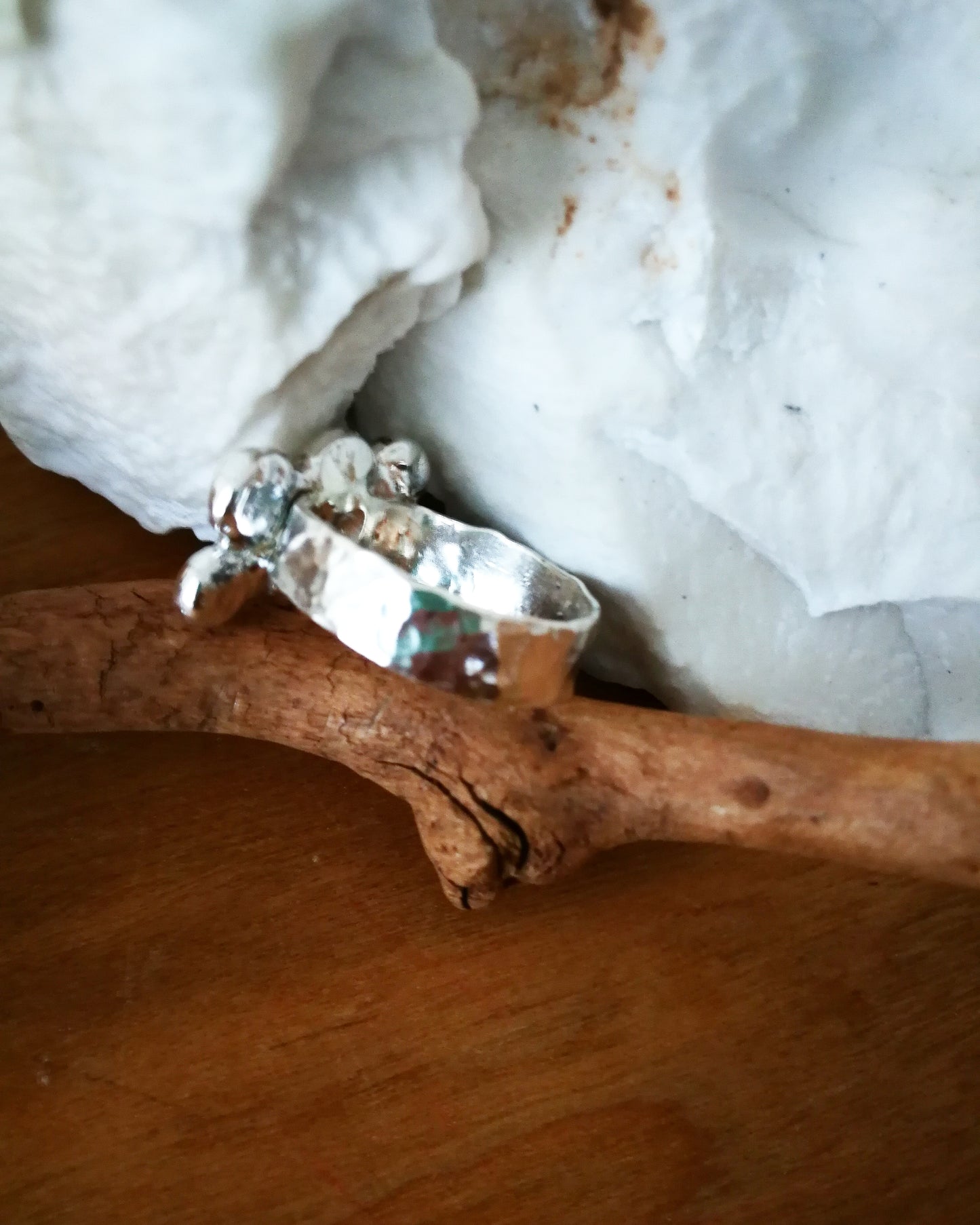 SeaFoam Bubbles Hammered Ring