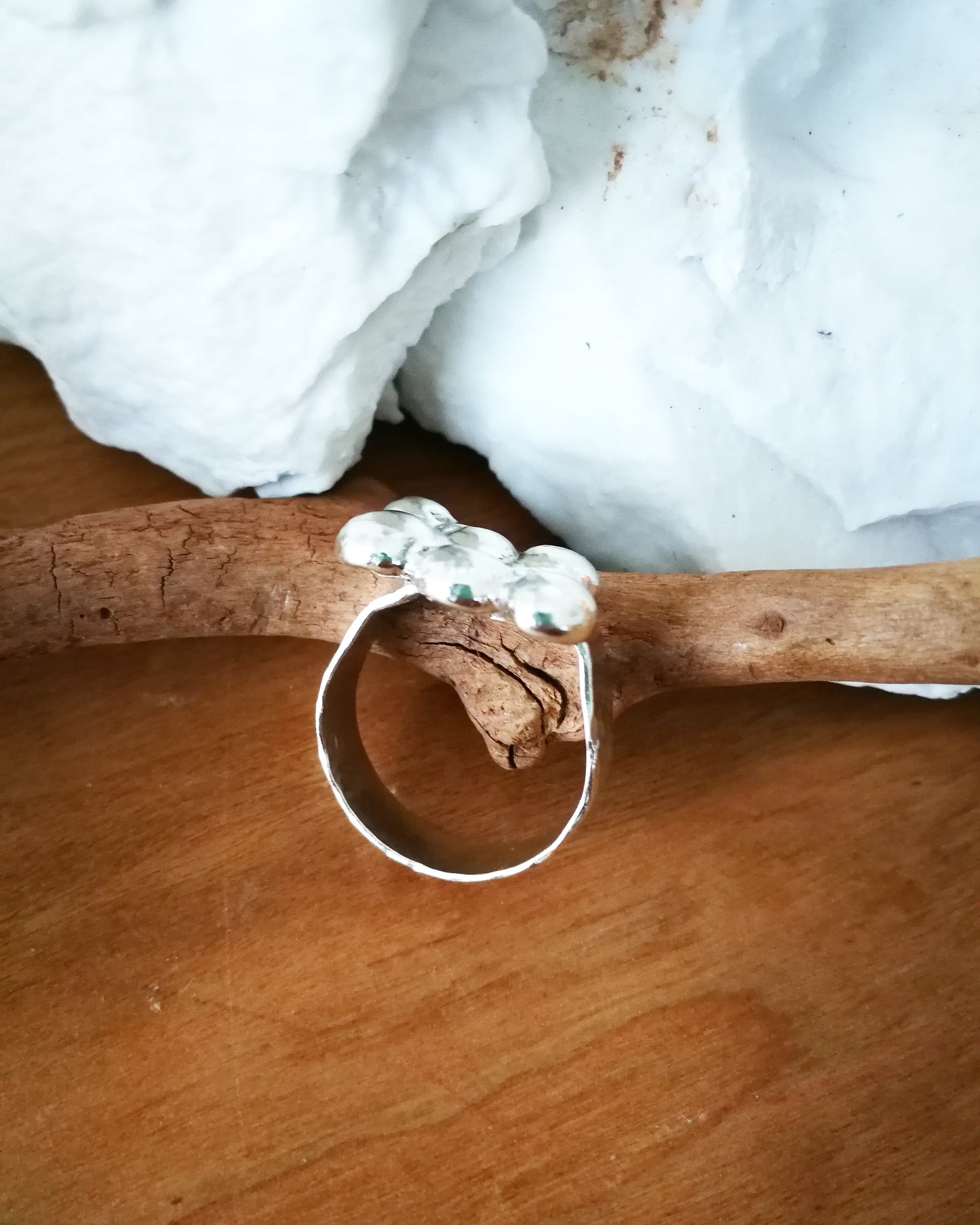 SeaFoam Bubbles Hammered Ring