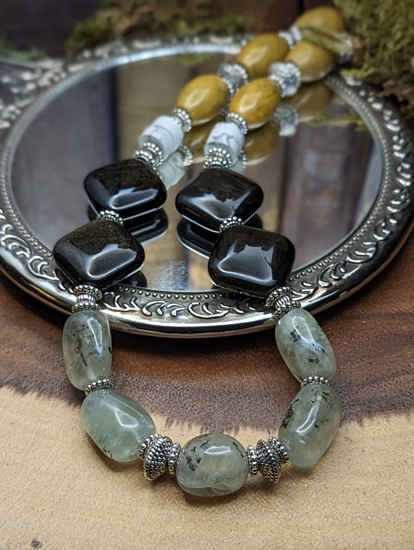 Anwansi | Moss Agate, Gold Sheen Obsidian   ✦ Necklace
