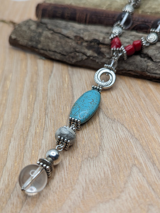 Exotic Love | l Red Coral Howlite  ✦ Long Necklace