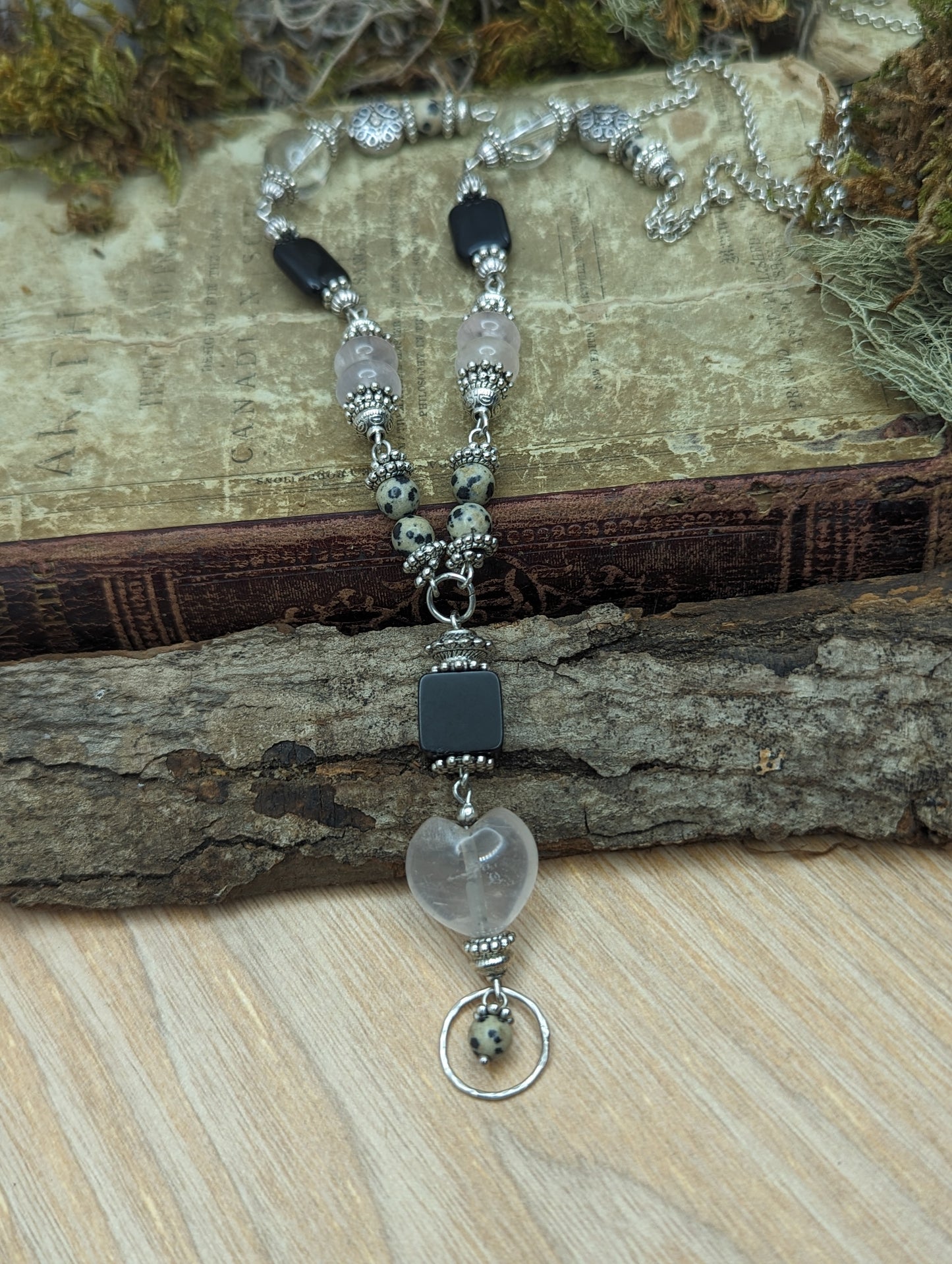 Heart + Soul | l Dalmation Jasper + Rose Quartz ✦ Long Necklace