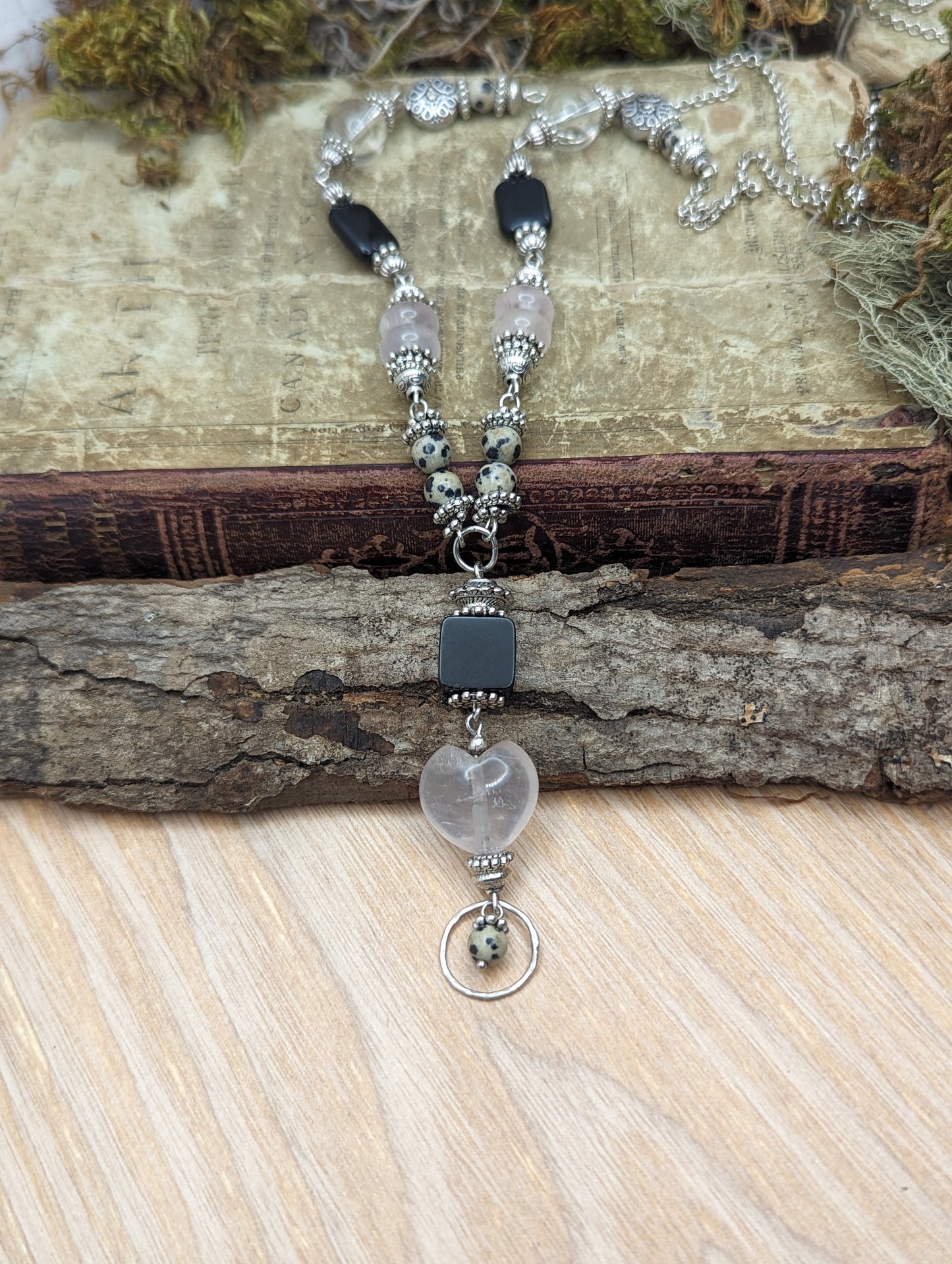 Heart + Soul | l Dalmation Jasper + Rose Quartz ✦ Long Necklace
