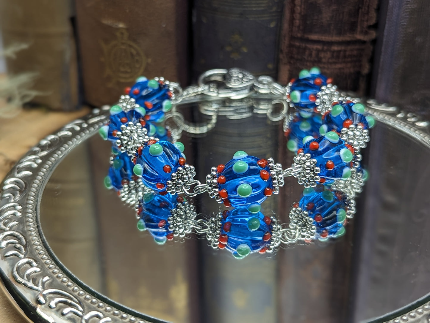 Painted Paradox | Lamp work Glass Bracelet (True Blue)