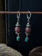 Wanderlust - Brown Agate +turquoise Earrings