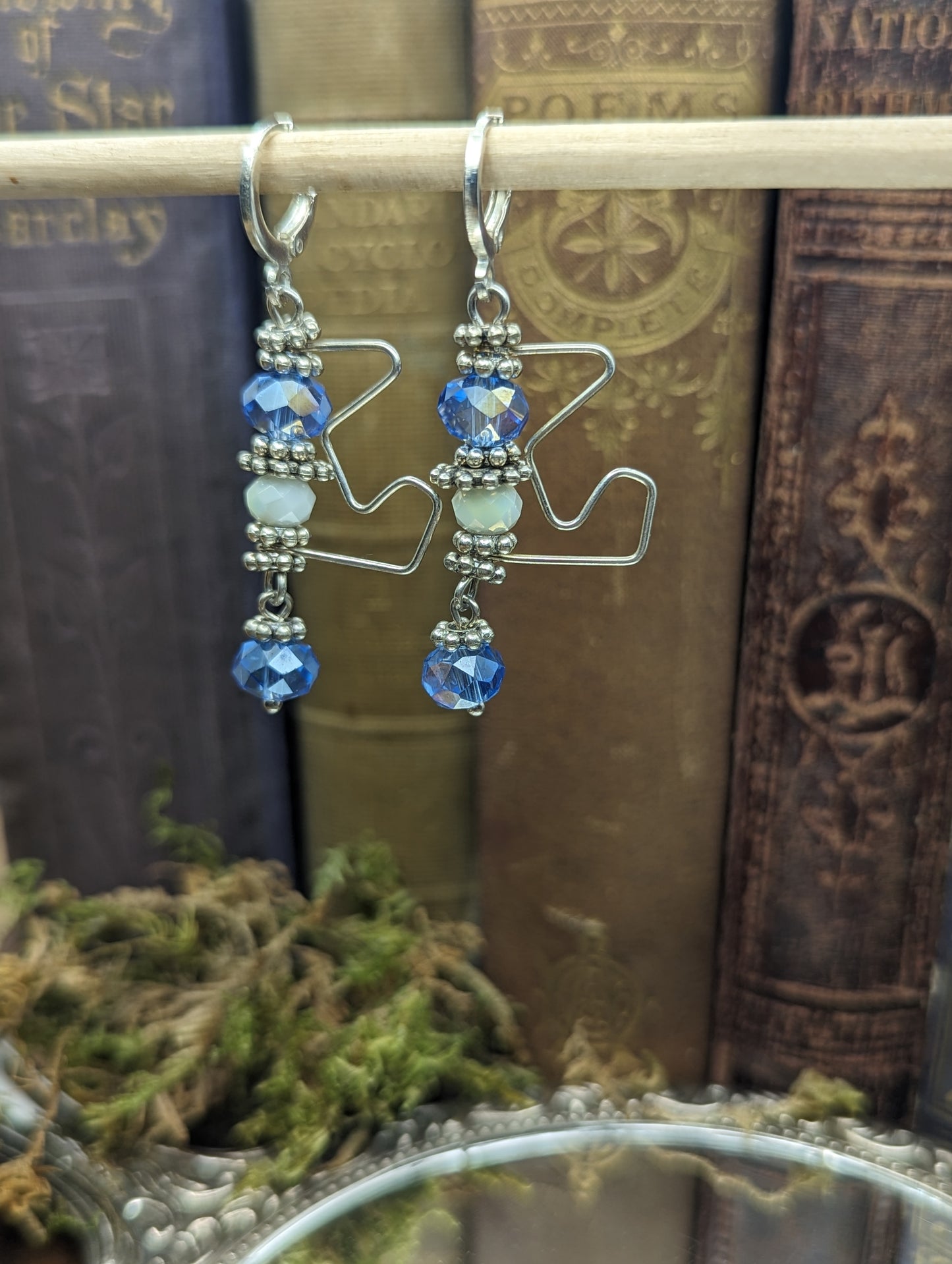 Zig Zag Blue Crystal  Earrings
