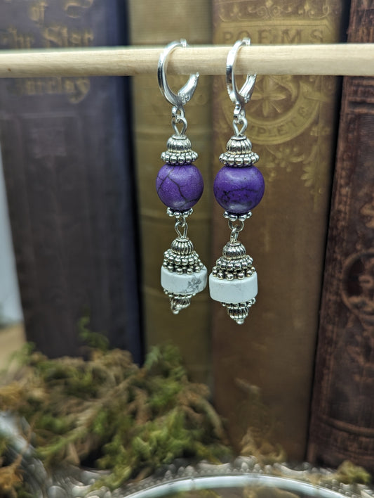 Purple Jasper + Howlite  | Earrings