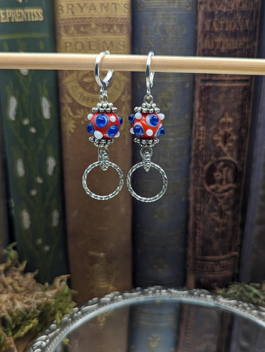 Lampwork Red+ Blue Glass | Earrings