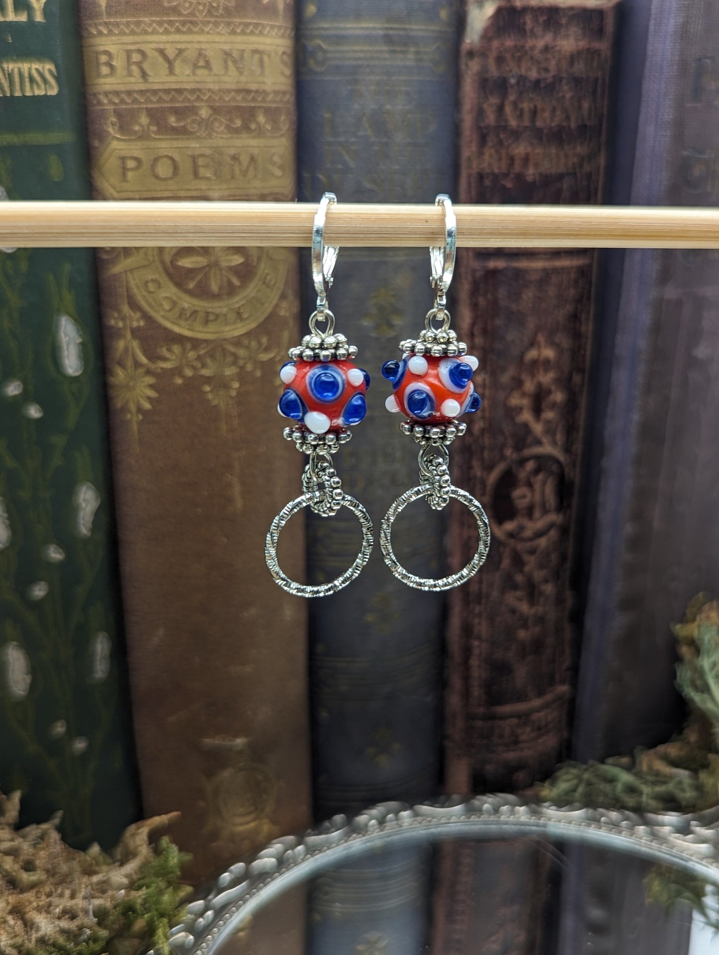 Lampwork Red+ Blue Glass | Earrings