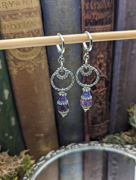 Dragon Vien Agate+ purple Australian Crystal | Earrings