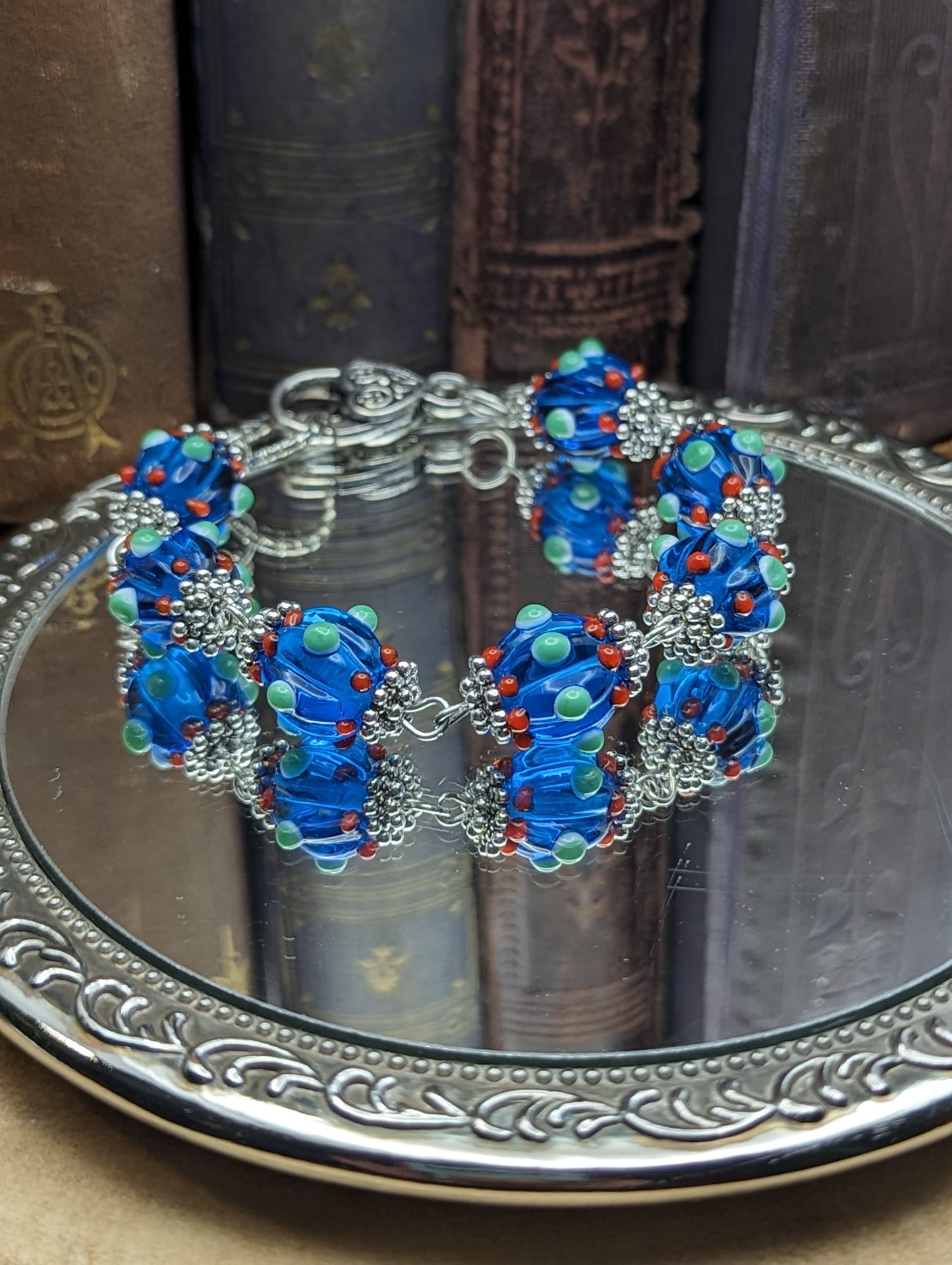 Painted Paradox | Lamp work Glass Bracelet (True Blue)