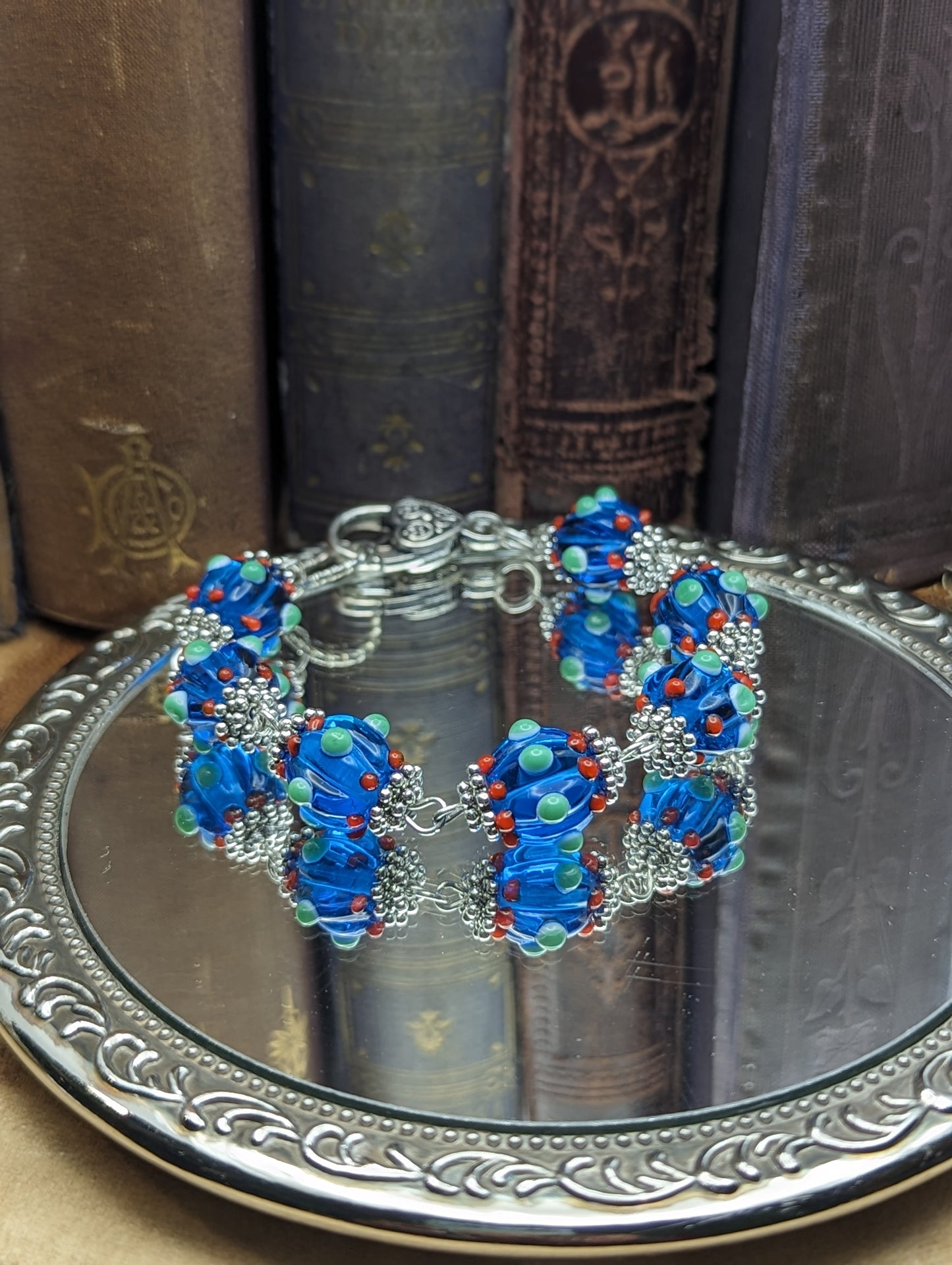 Painted Paradox | Lamp work Glass Bracelet (True Blue)