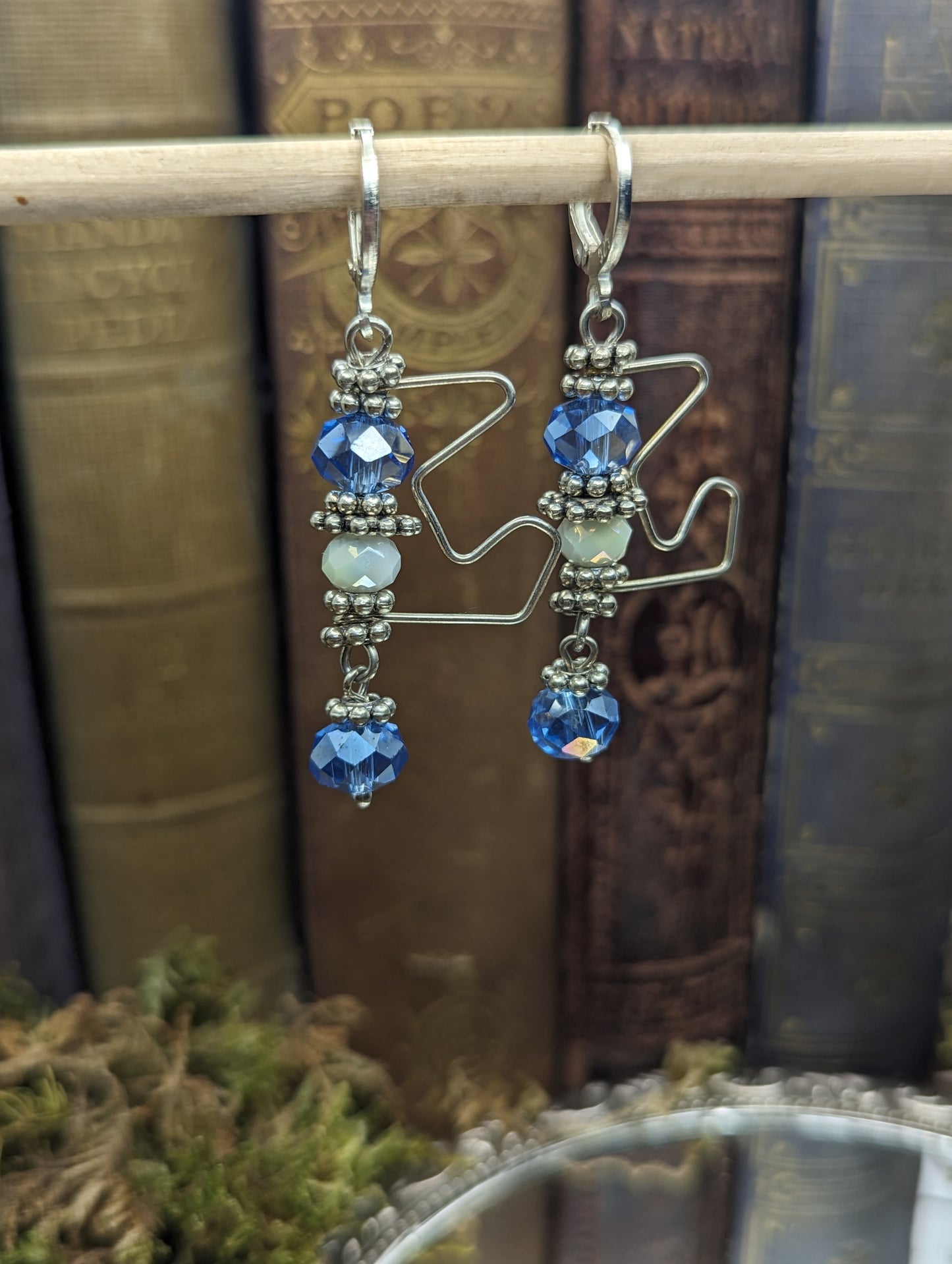 Zig Zag Blue Crystal  Earrings