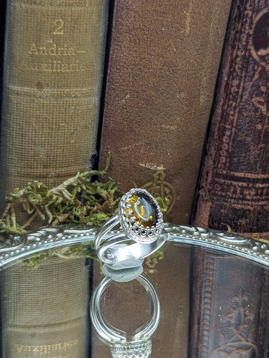 Green Amber - Size 7.25 ✦ Stacker Ring