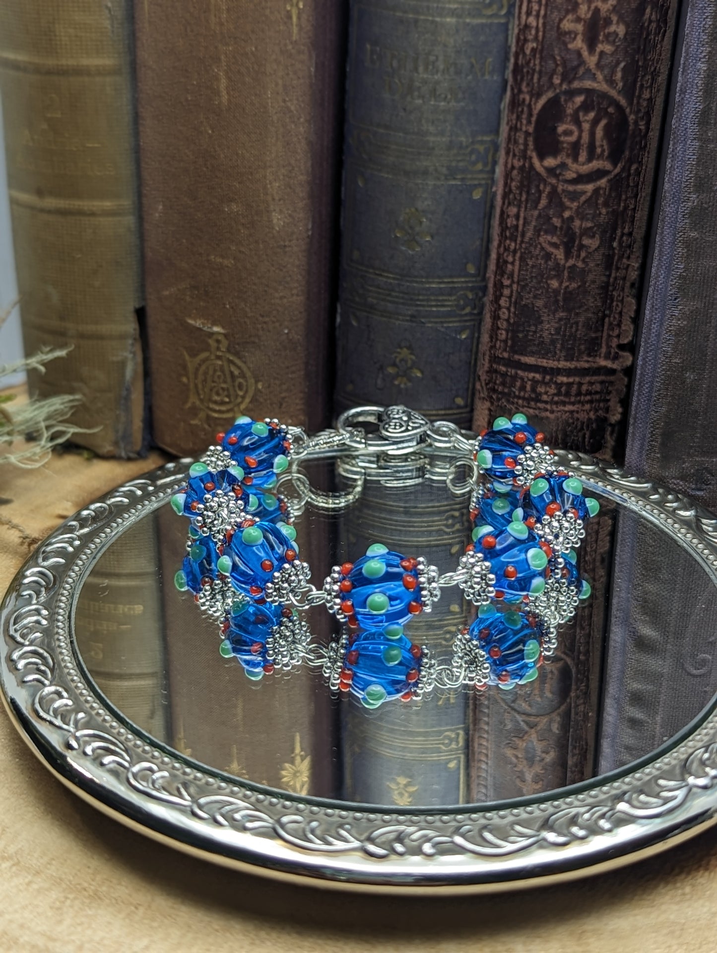 Painted Paradox | Lamp work Glass Bracelet (True Blue)