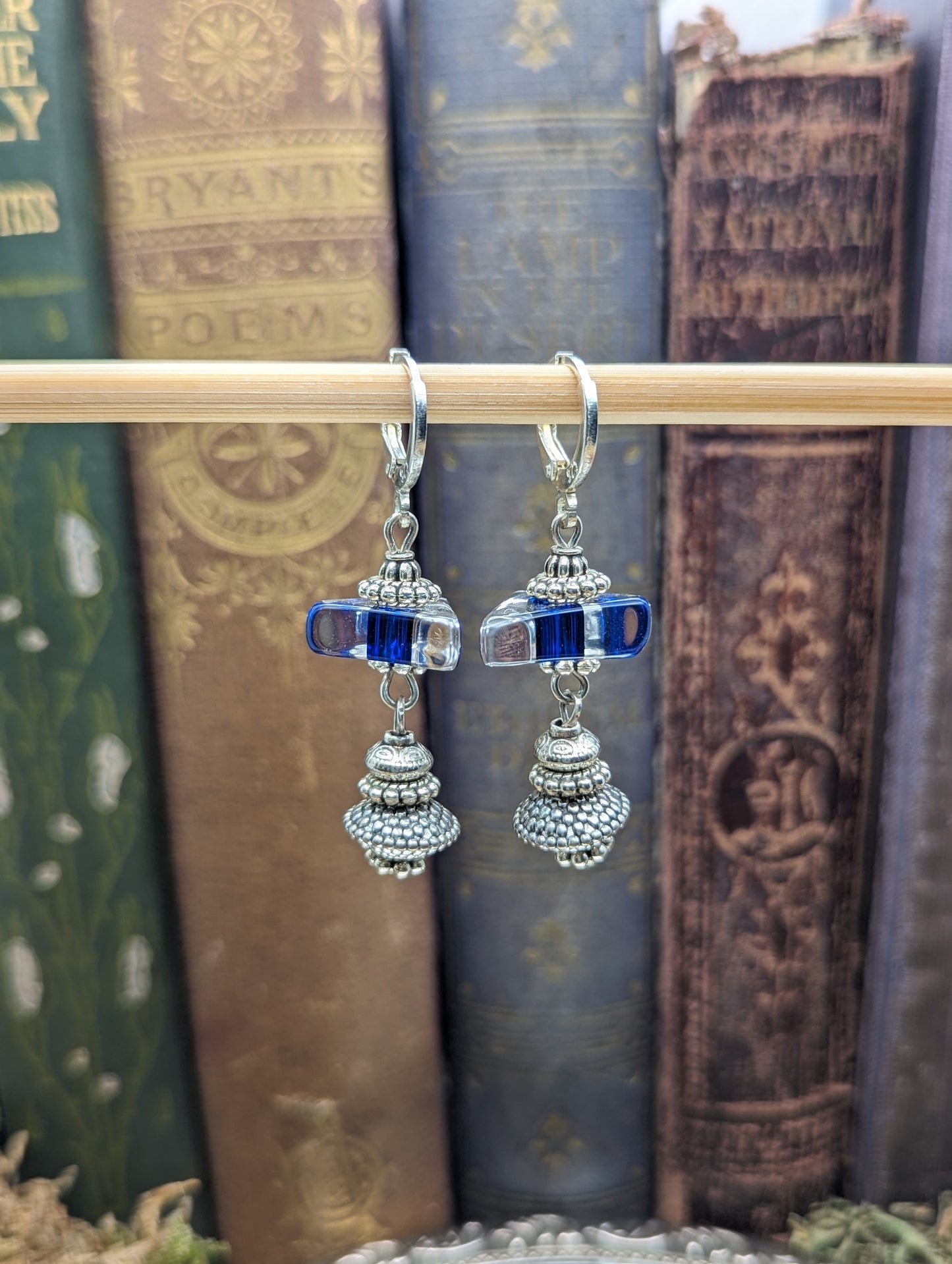 Royal Blue triangle - Lampwork Glass | Earrings