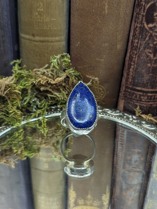 Lapis lazuli Tear Drop- Size: 7.5 ✦ Ring