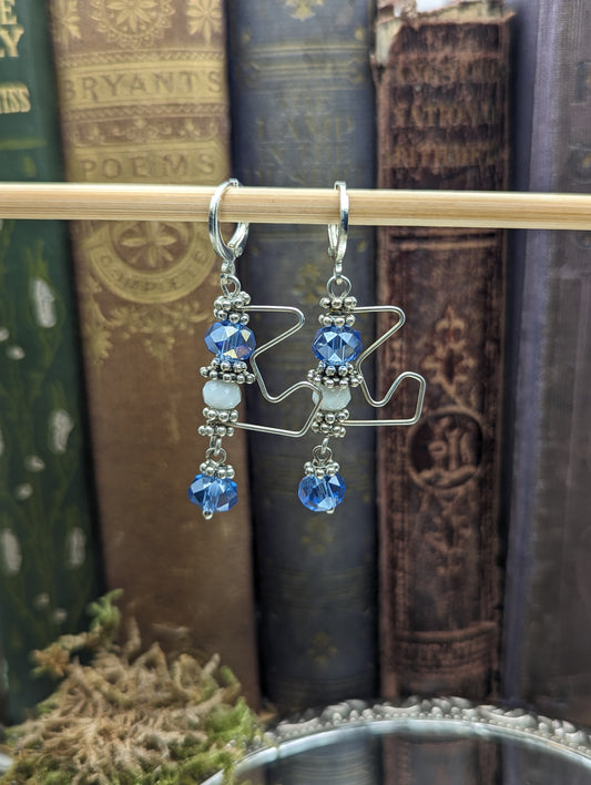 Zig Zag Blue Crystal  Earrings