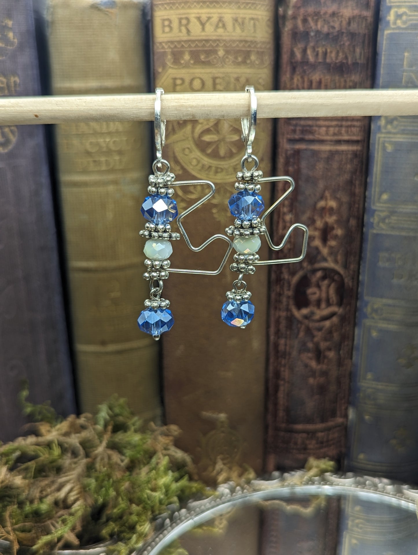 Zig Zag Blue Crystal  Earrings
