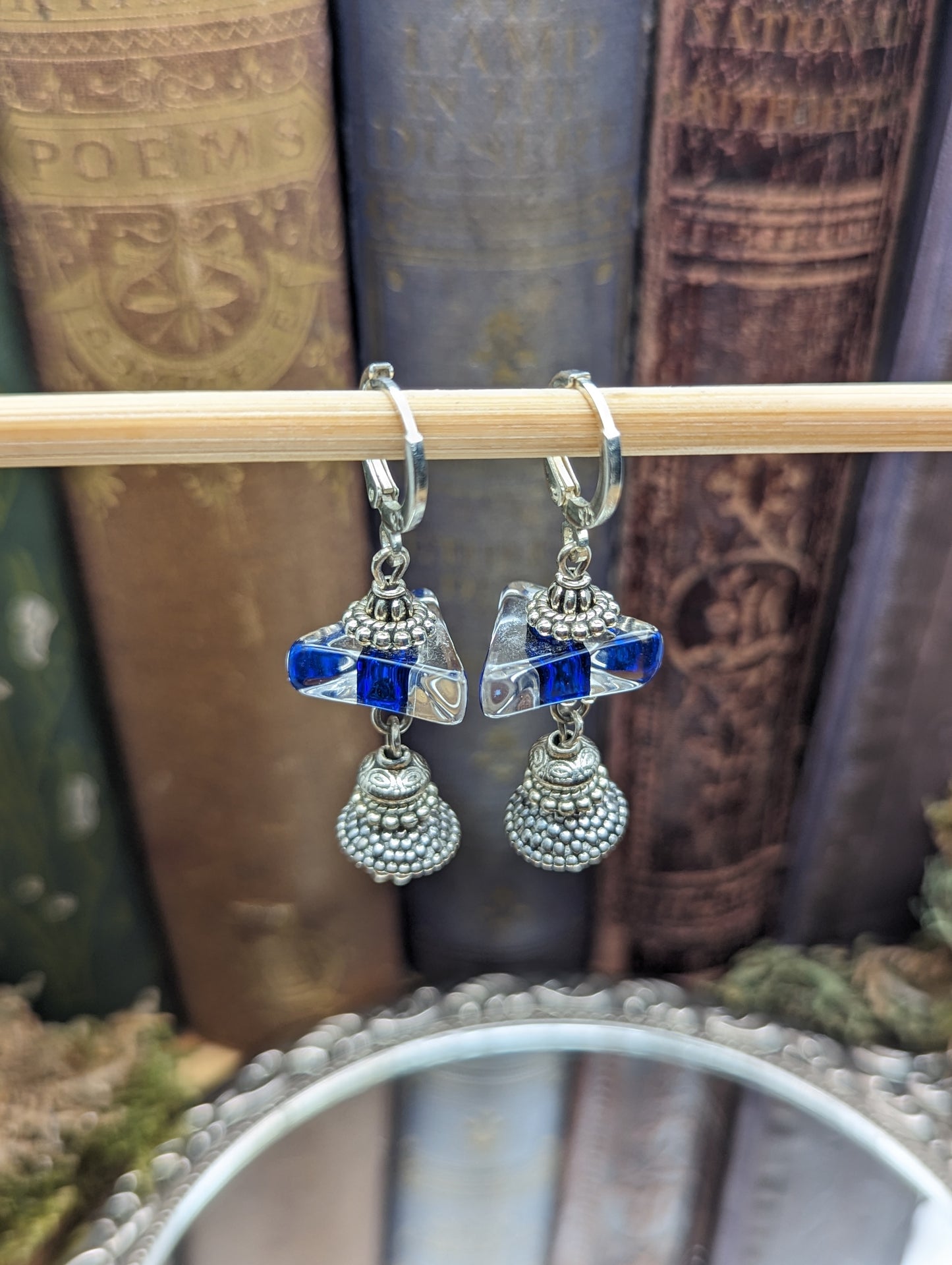 Royal Blue triangle - Lampwork Glass | Earrings